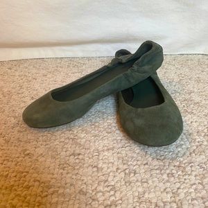 Sage green suede ballet flats